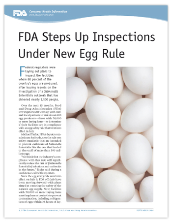 Link to article about increased inspections of egg facilitites.