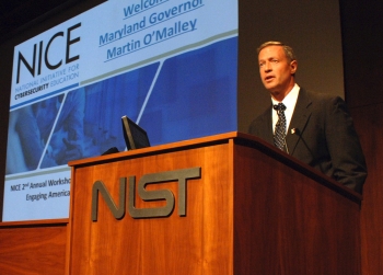 Gov. Martin O'Malley on podium