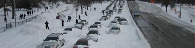 February 2nd, 2011. Abandoned cars on the highway covered in snow.