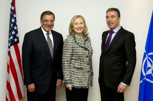 Secretary Clinton and Secretary of Defense Panetta meet with NATO Secretary General Rasmussen.