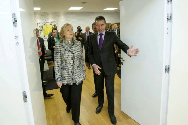 Secretary Clinton meets with NATO Secretary General Rasmussen.