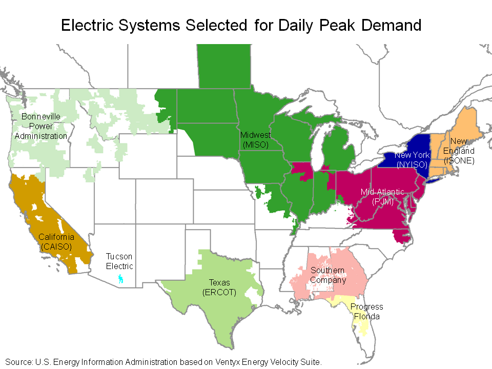 Selected wholesale electricity pricing locations