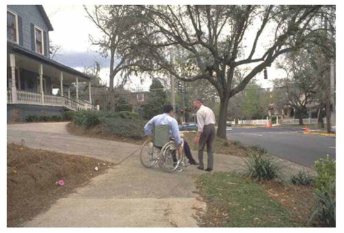 Driveway slopes should not encroach into the sidewalk.