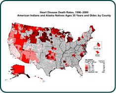 A map of heart disease trends in the United States.