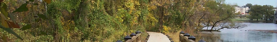 Boardwalk, river, and trail