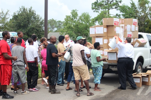 supplies coming off a truck