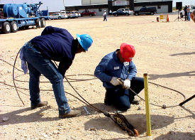 Fig. 6. Installing guy line anchor