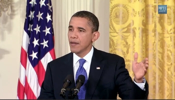 President Obama urges passage of American Jobs Act (White House news conference photo)