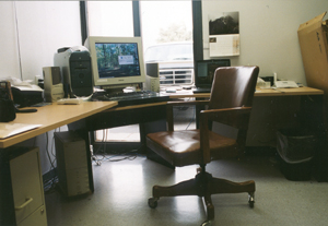 Poor workstation setup due to glare from the window.