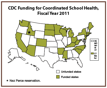 Map showing CDC funding for fiscal year 2011, text description below