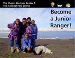 Cover of Inupiat Heritage Center Junior Ranger booklet showing smiling children in Barrow, Alaska