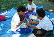 Fijian Child receives measles vaccine