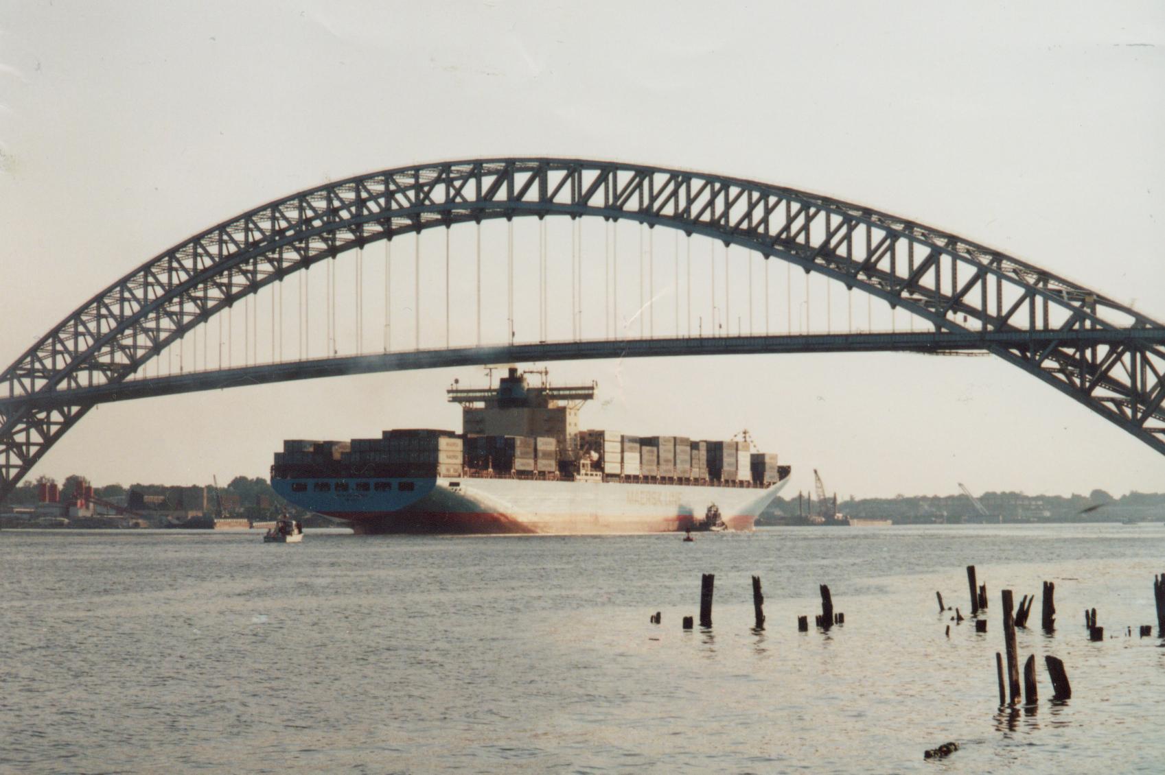 Container Ship under the Bayonne Bridge