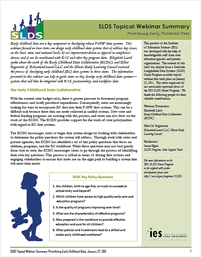 Early Childhood Webinar 1: Prioritizing Early Childhood Data