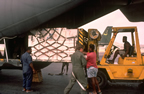 Equipment being loaded onto aircraft for response to Rabaul eruption, 1994.