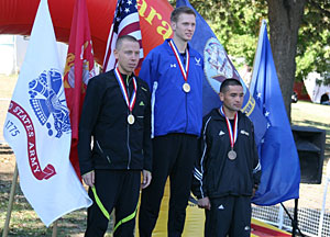 Photo - Men's Individuals Champions: L-R LTJG Slaby, 1LT Dumm, and SFC Aliva