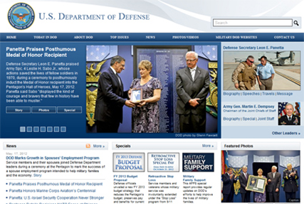 Image of the Department of Defense website.