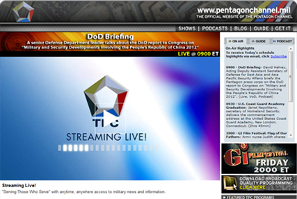 Image of the Pentagon Channel website.