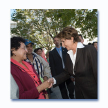 Speaker Pelosi congratulates a new citizen.