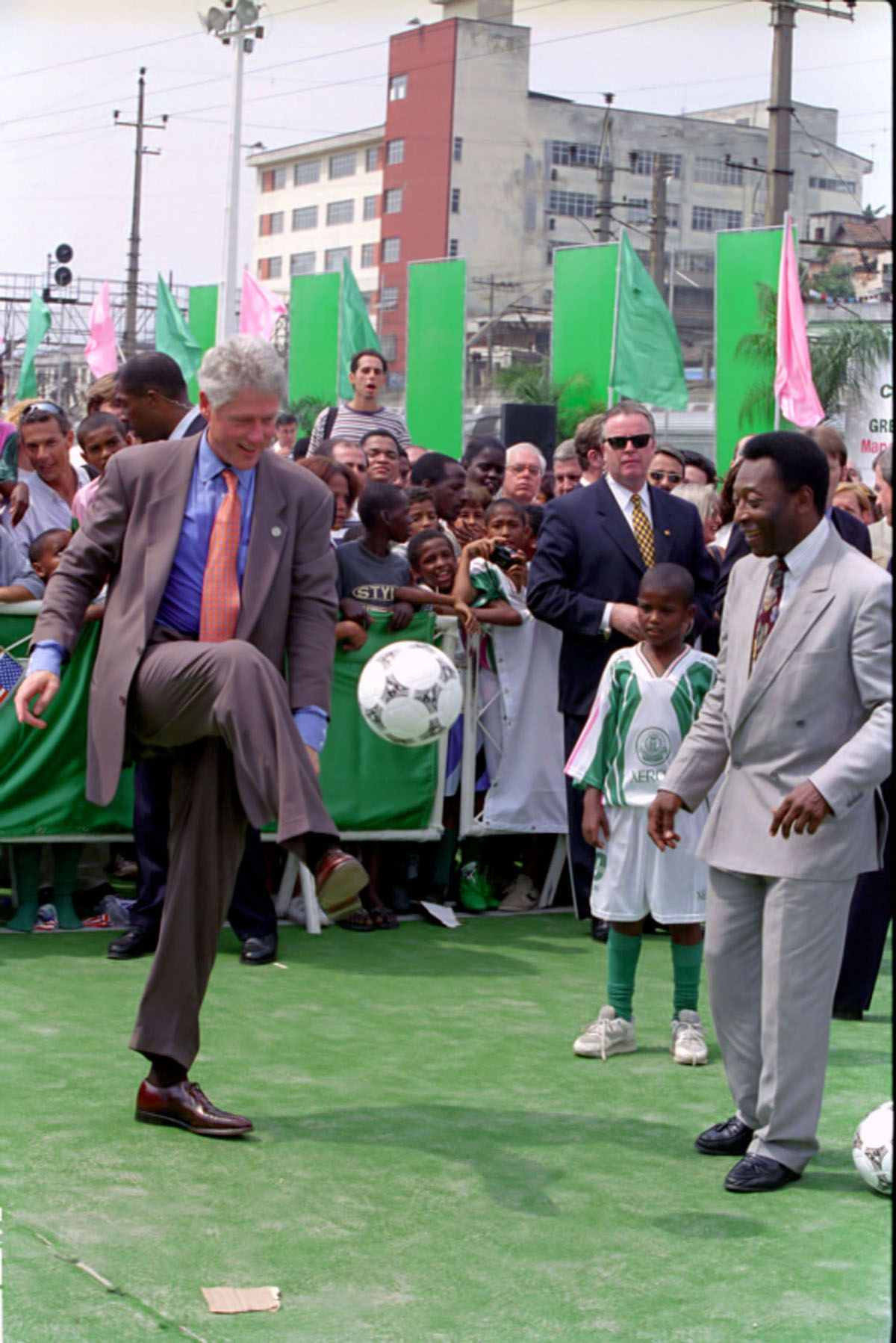 President Clinton playing soccer