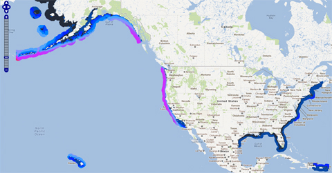 Map of the United States from the Wave Energy Resource Atlas website