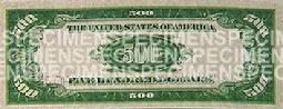 Small-Size $500 Note (Back)