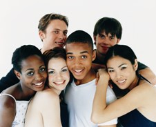 Photograph of a group of male and female teenagers