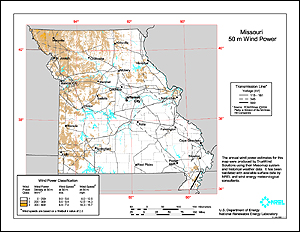 Missouri wind resource map.