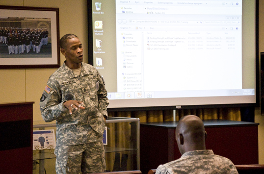 Photo: CSM speaking to troops