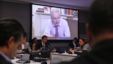 WikiLeaks founder Julian Assange addresses a meeting via videolink from Ecuador's London embassy during the United Nations General Assembly at U.N. headquarters, September 26, 2012.