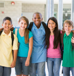 Image of a group of 5 young school students