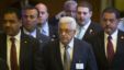 Palestinian President Mahmoud Abbas departs from the 67th the United Nations General Assembly, at U.N. headquarters, Sept. 25, 2012. 