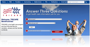 Photo of the new TRICARE website