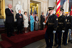 The Presentation of the Colors opens the Congressional Gold Medal Ceremony honoring
Daw Aung San Suu Kyi.  Pictured from left are Rep. Joseph Crowley (D-NY), Rep. Donald
Manzullo (R-IL), Former First Lady Laura Bush, Democratic Leader Nancy Pelosi (D-CA),
Daw Aung San Suu Kyi, and Speaker Boehner.  September 19, 2012.  (Official Photo by Heather Reed)

--
This official Speaker of the House photograph is being made available only for publication by news organizations and/or for personal use printing by the subject(s) of the photograph. The photograph may not be manipulated in any way and may not be used in commercial or political materials, advertisements, emails, products, promotions that in any way suggests approval or endorsement of the Speaker of the House or any Member of Congress.