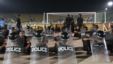 Riot police keep watch during African Champions League (CAF) soccer match against between Egypt's Zamalek and Ghana's Berekum Chelsea at the Military Stadium in Cairo September 1, 2012. 