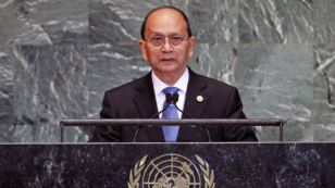 Burma's President Thein Sein addresses the 67th United Nations General Assembly at U.N. Headquarters in New York, September 27, 2012. 