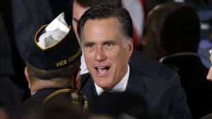 Republican presidential candidate, former Massachusetts Gov. Mitt Romney greets veterans as he campaigns at American Legion Post 176 in Springfield, Virginia, September 27, 2012. 