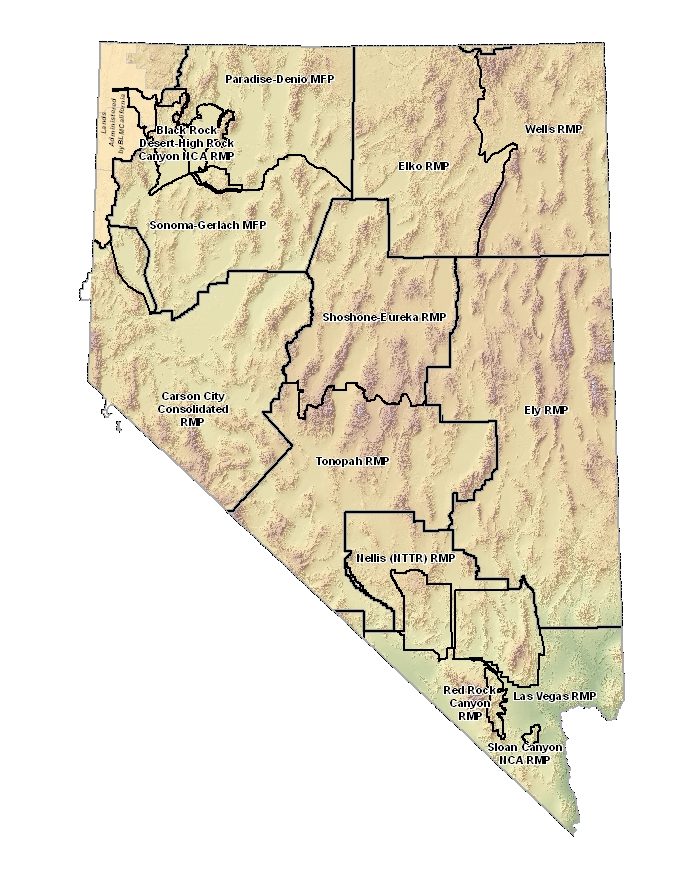 Map of Nevada BLM Land Use Planning Areas