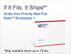  If It Fits, It Ships®*  Order free Priority Mail Flat RateTM Envelopes photo of priority mail envelope *Ship mailable items up to 70 lbs.