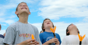 children testing rockets