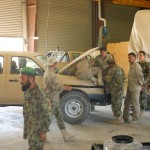 Regional Logistics Support Command – Southeast Maintenance Company commander Capt. Zebullah supervises his mechanics as they repair a 203rd Corps Ford Ranger at the Regional Logistics Support Command – Southeast - Gardez Motor Pool. Sept. 3rd. (U.S. Army photo by Capt. Randy Myers, RLSC-SE, NTM-A )