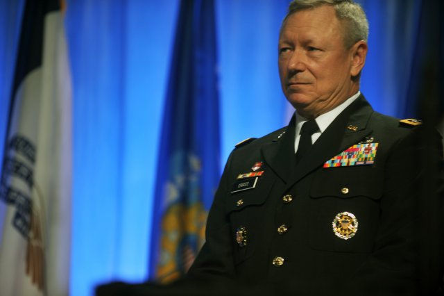 Gen. Frank Grass, the chief of the National Guard Bureau, addresses the 134th National Guard Association of the United States General Conference in Reno, Nev., Sept. 11, 2012. About 3,700 Army and Air Guard officers, spouses, defense officials and others from all 50 states, Guam, Puerto Rico, the U.S. Virgin Islands and the District of Columbia registered.