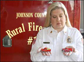 Firefighter with toy lighters