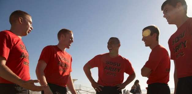 San Diego State University ROTC Cadets on beach