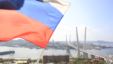 A Russian national flag flutters in front of a new bridge over the Golden Horn bay in the Russian far-eastern city of Vladivostok September 10, 2012. 