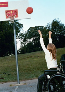 Girl playing basketball