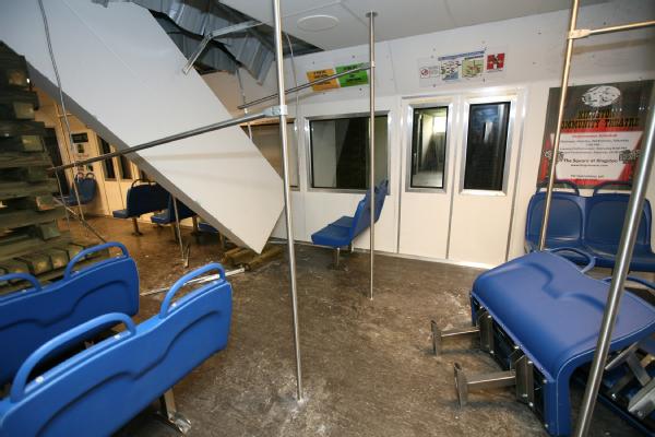 damaged subway car for training