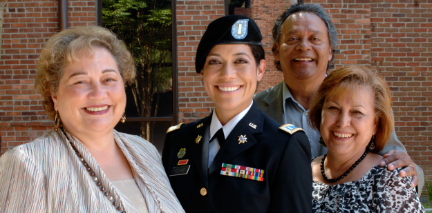 Soldier with her extended family