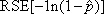 the relative standard error of the negative of the natural logarithm of the difference 1 minus p hat