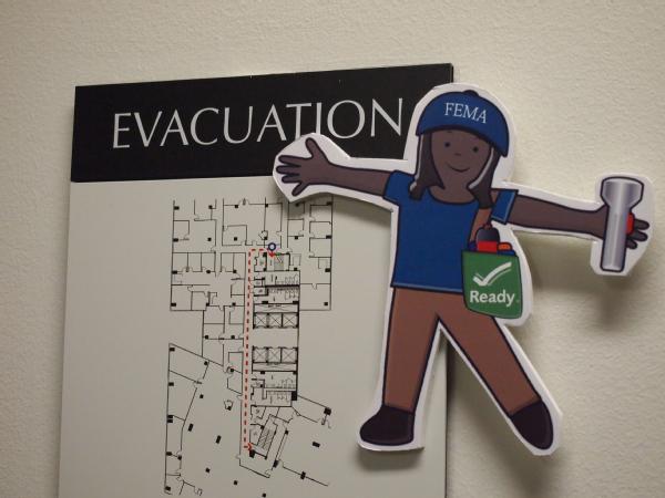  Washington, D.C., Sep. 20, 2012 -- Flat Stella Practicing the Evacuation Plan for FEMA HQ. 